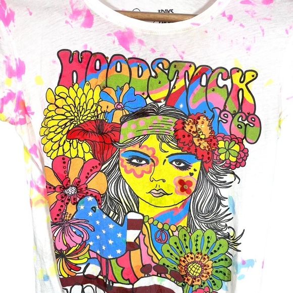 Awake Couture Woodstock Hippie Core Beaded Colorful T shirt Size Slim Large - Picture 6 of 10